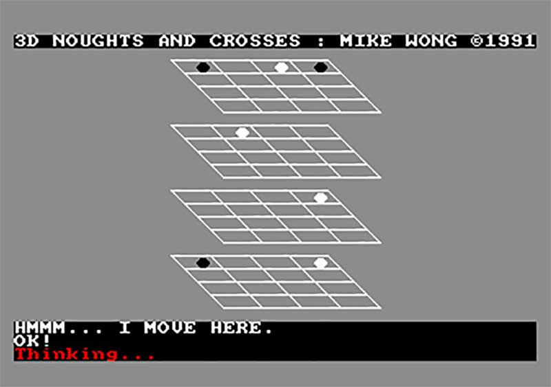 3D noughts and crosses by mike wong amstrad action